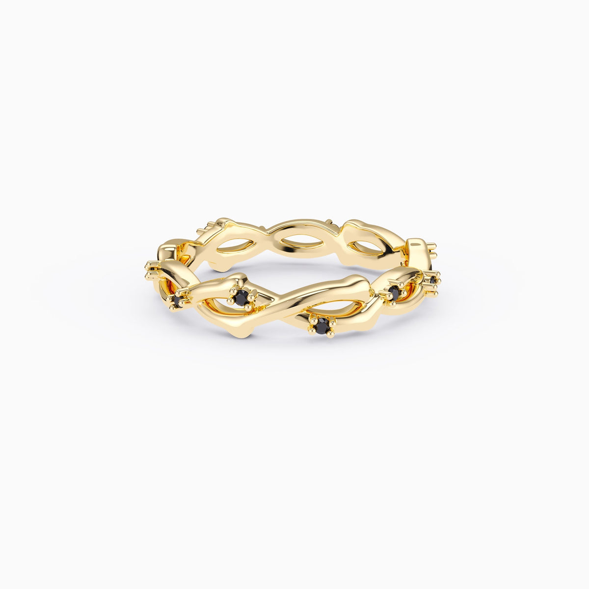 Chic Black Zircon Crown of Thorn Ring
