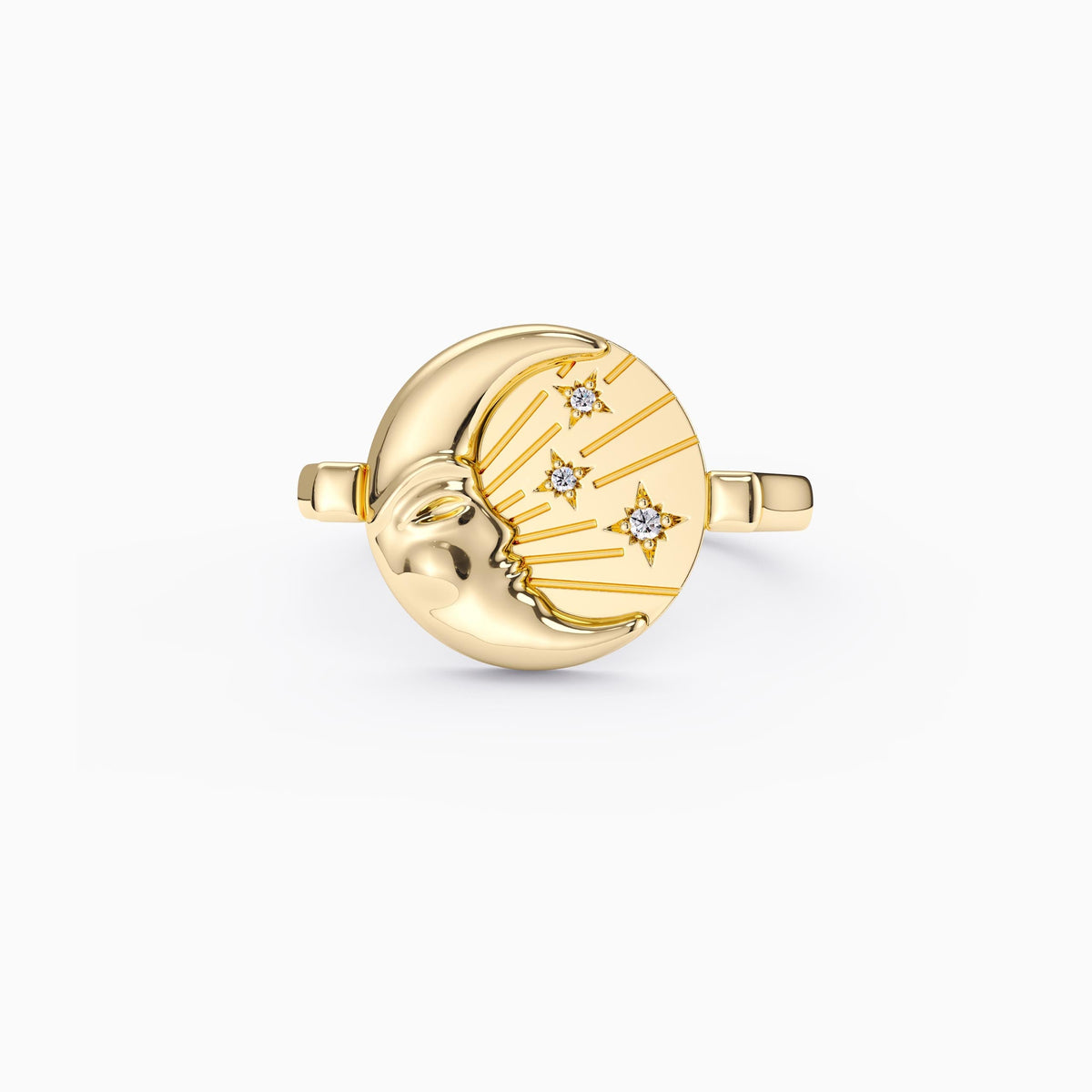 Kissing Moon and Star Signet Pinky Ring