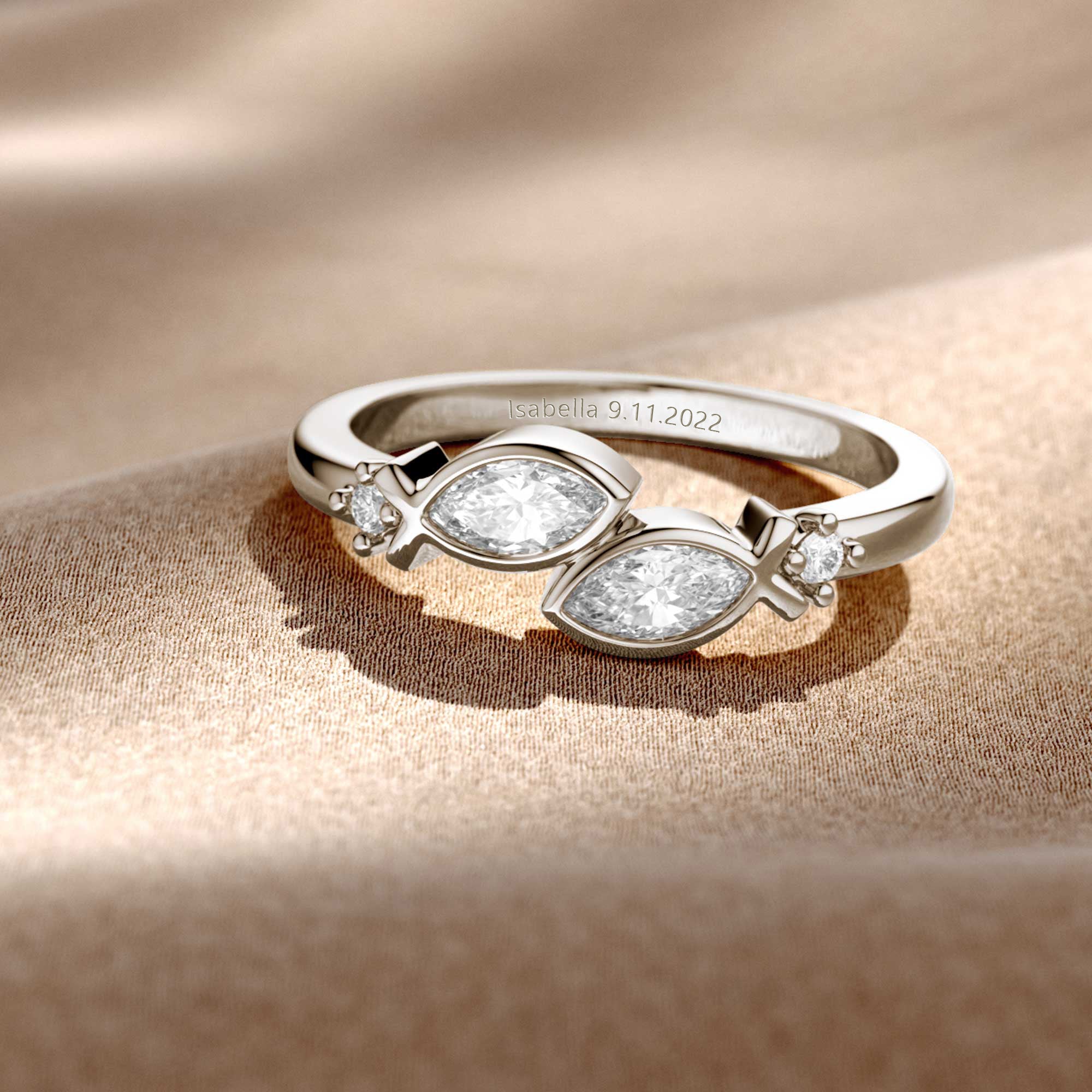 Personalized 'Together in Faith' Jesus Fish Toi Et Moi Promise Ring