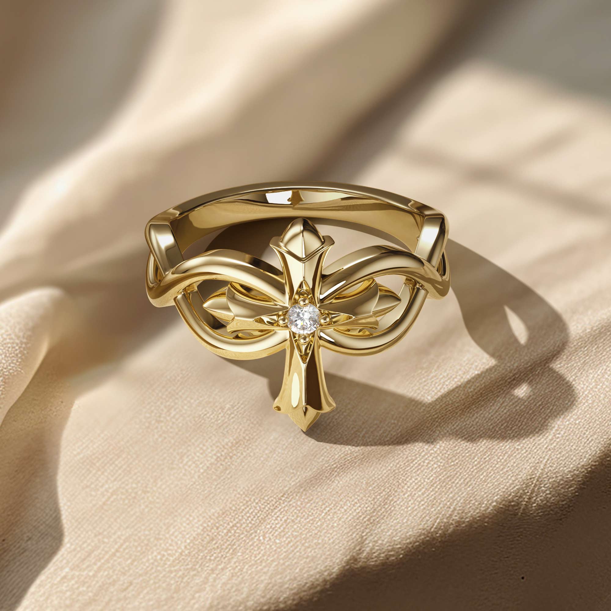 Fleur-de-Lis Ichthys Cross Statement Ring