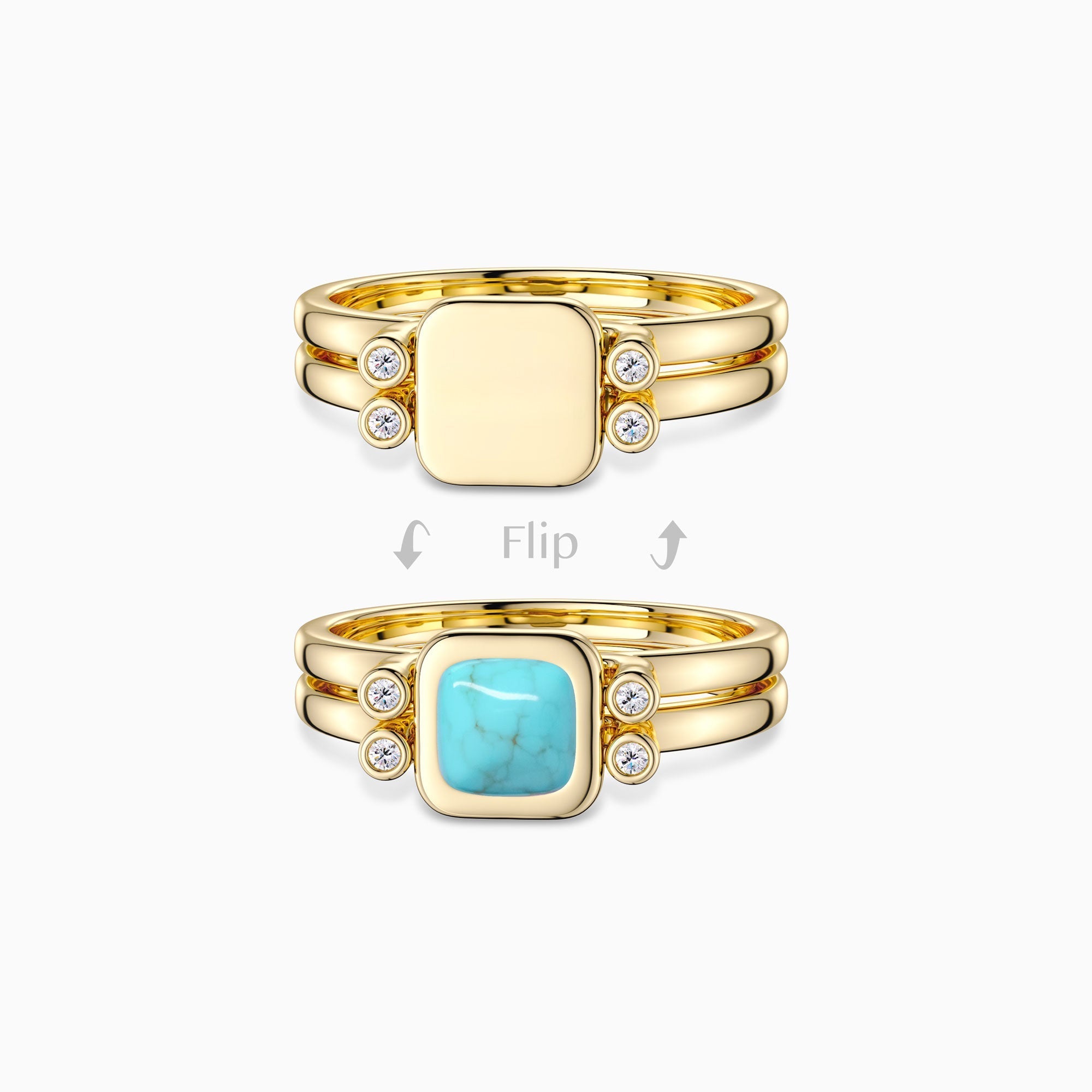 Personalized Natural Turquoise Reversible Flip Fidget Ring