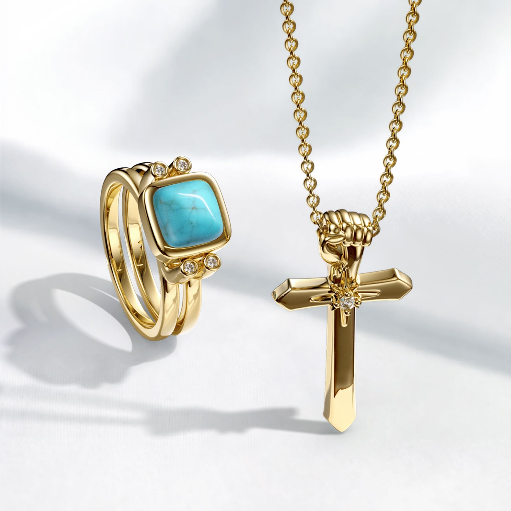 Personalized Natural Turquoise Reversible Flip Fidget Ring