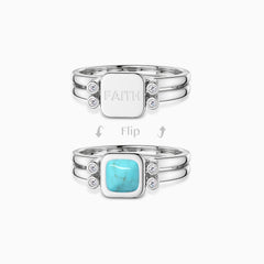 Personalized Natural Turquoise Reversible Flip Fidget Ring