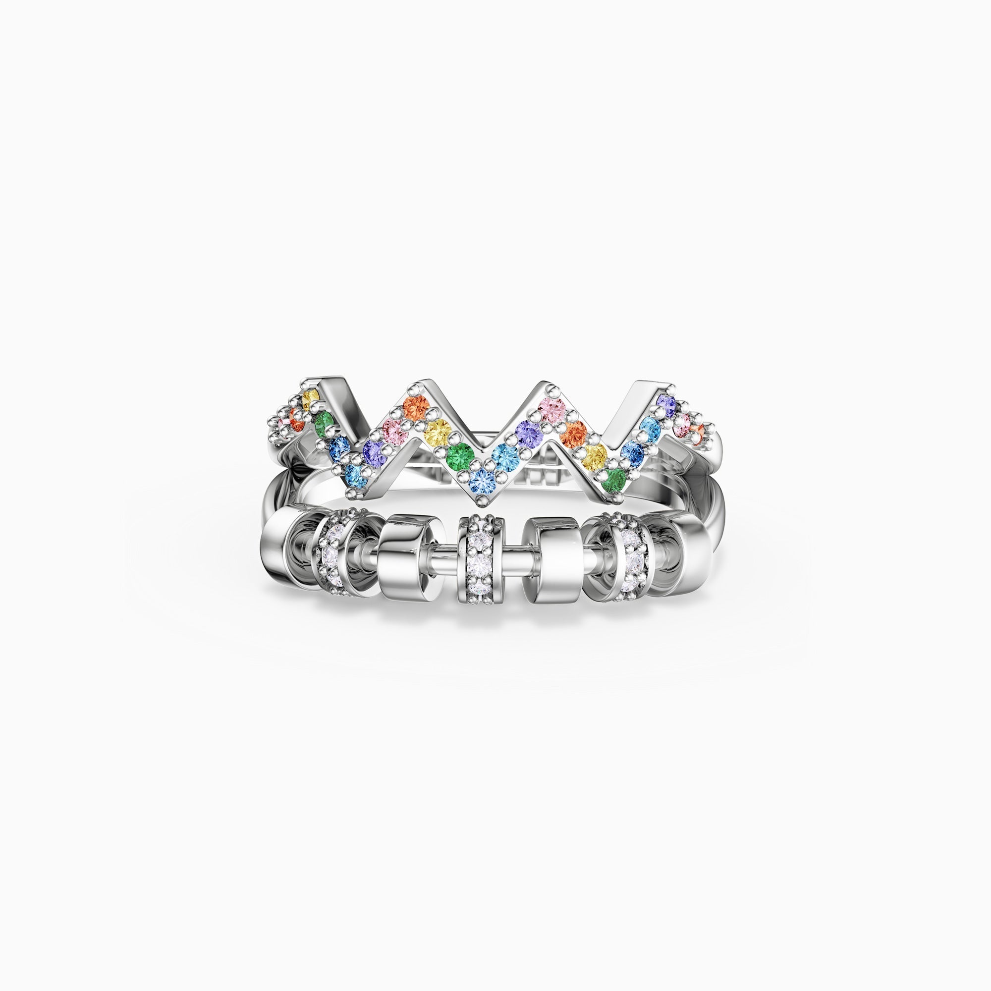 Highs and Lows Serenity Rainbow Spinner Fidget Ring