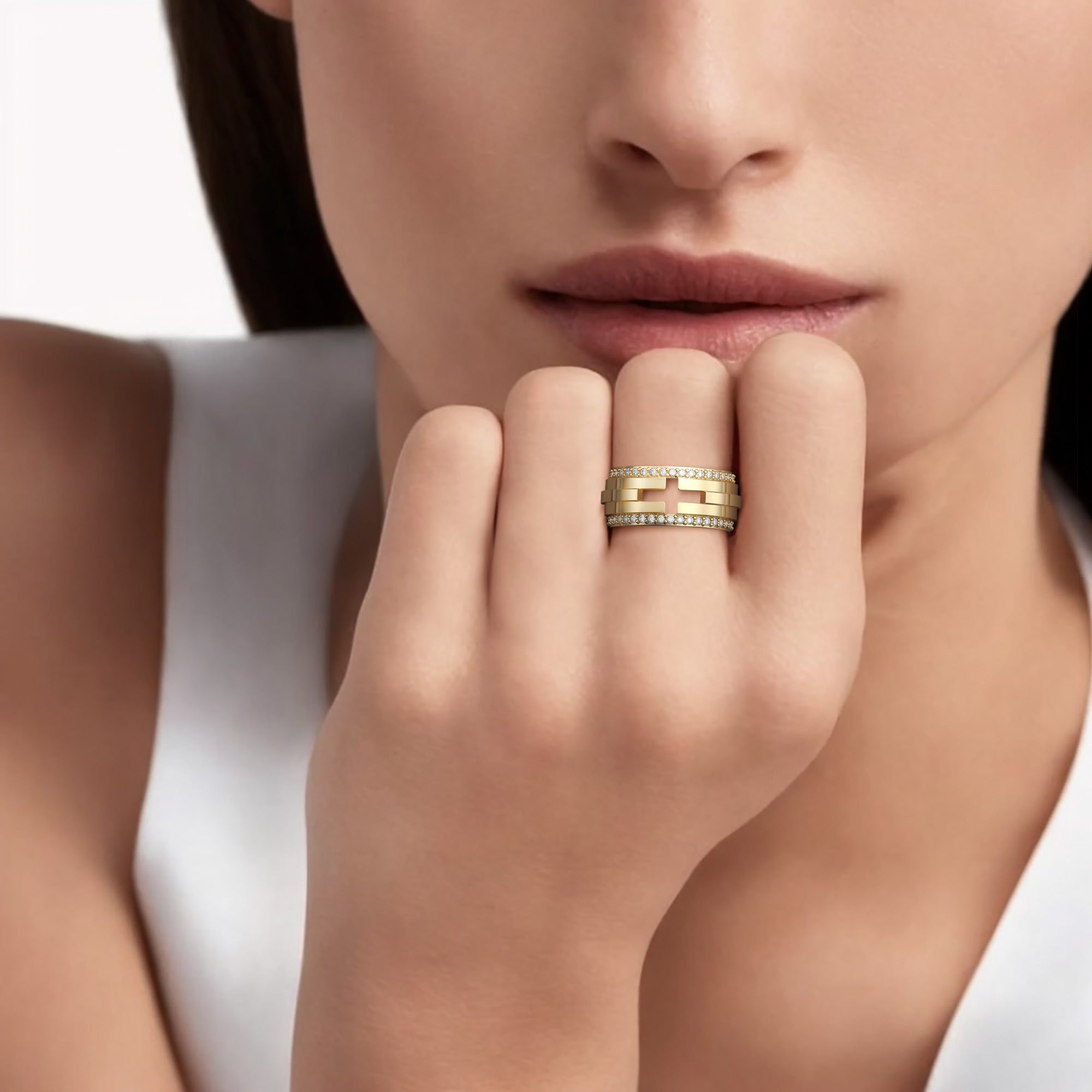 Cut-Out Cross Staircase Statement Ring