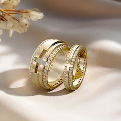 Cut-Out Cross Staircase Statement Ring