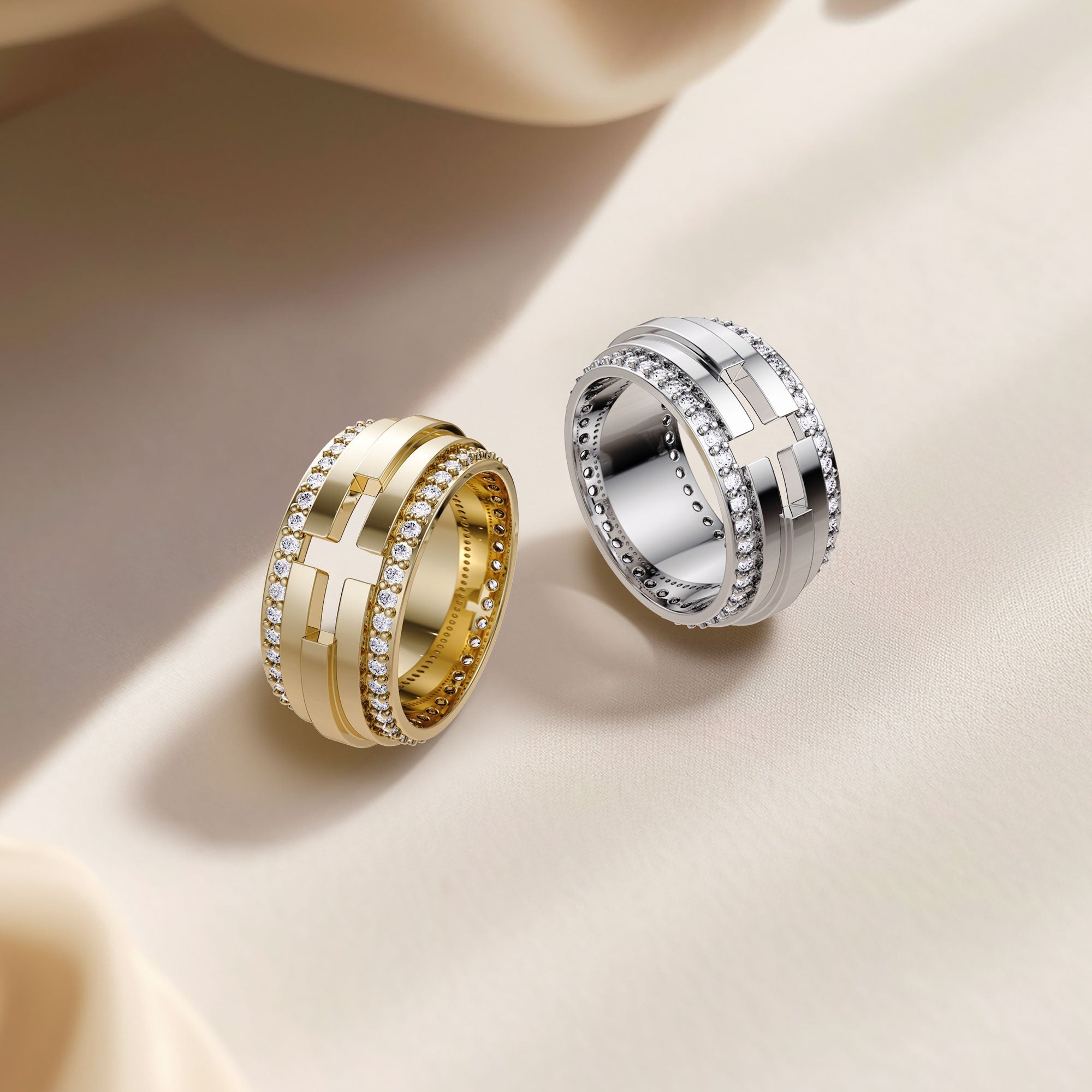 Cut-Out Cross Staircase Statement Ring