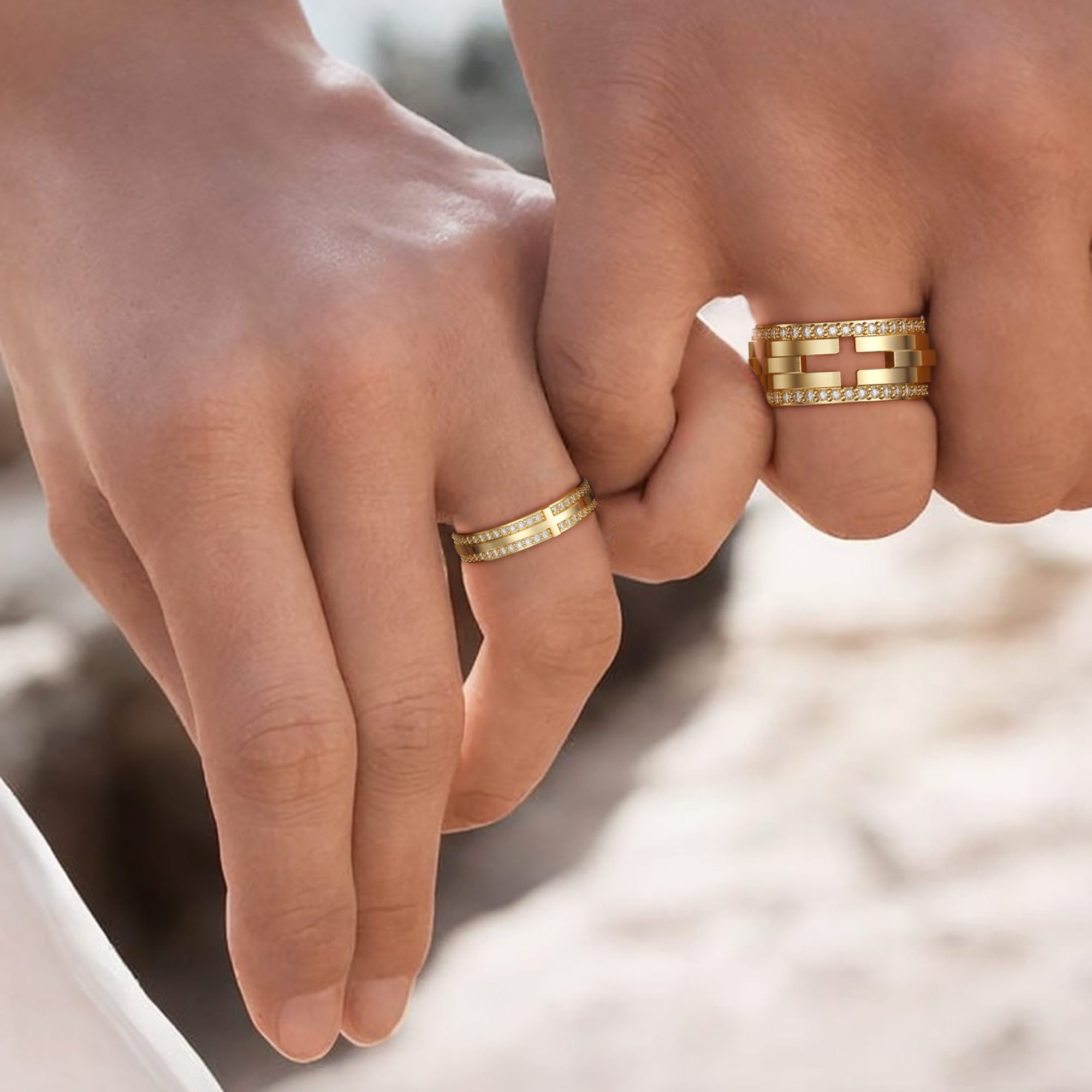 Cut-Out Cross Staircase Statement Ring