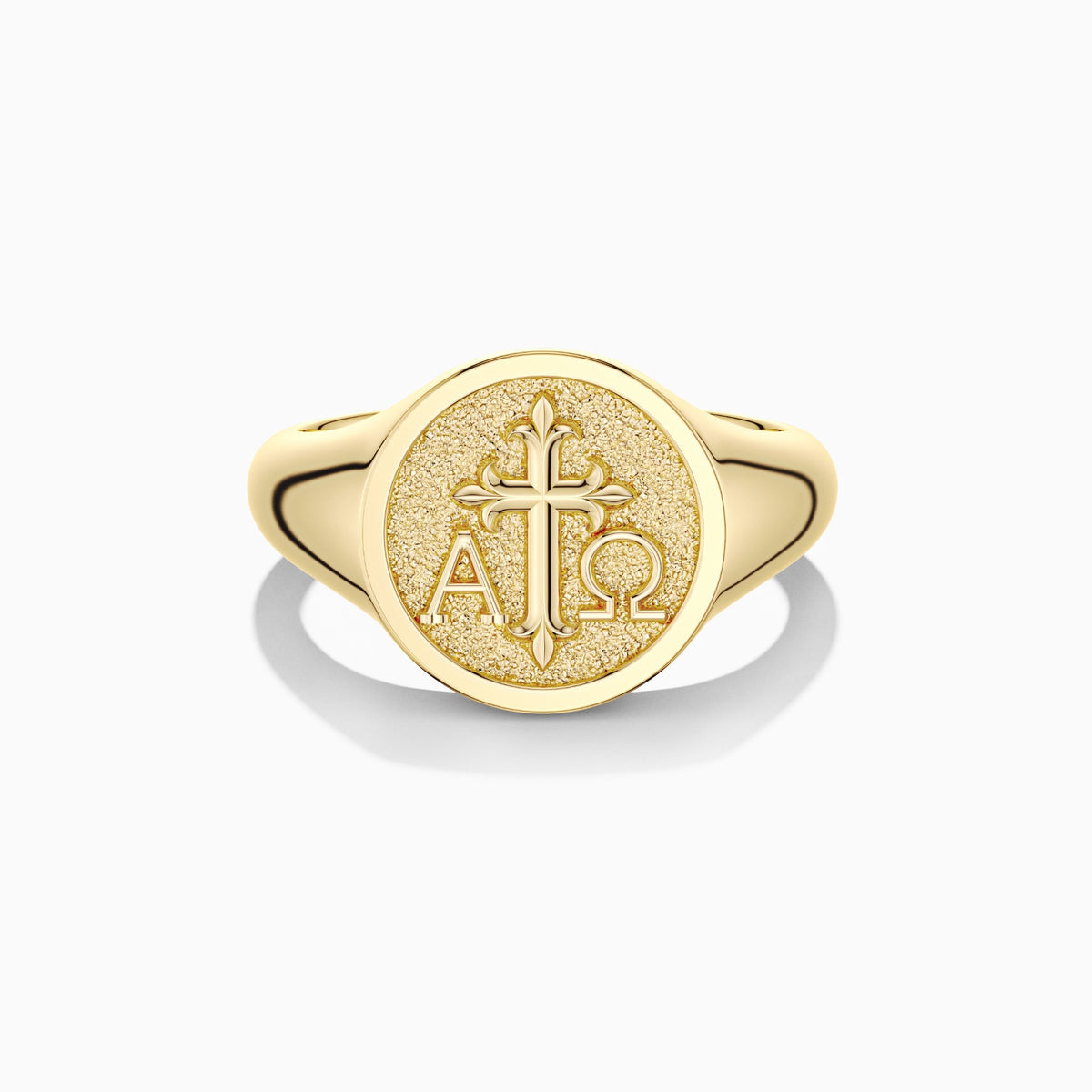 Personalized Alpha Omega Cross Signet Ring