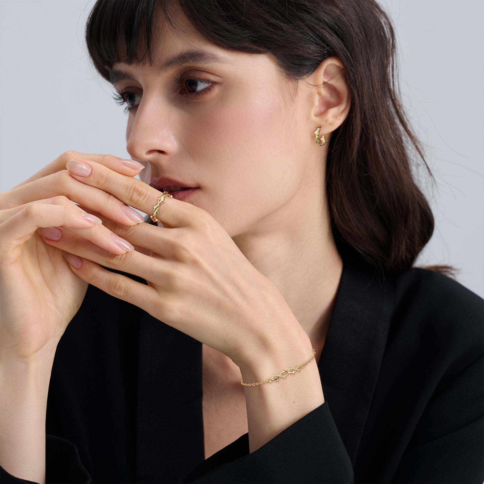 Thorned Half Hoop Stud Earrings