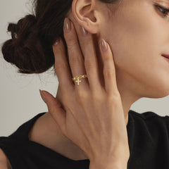 Ichthys Band Dangling Cross Ring