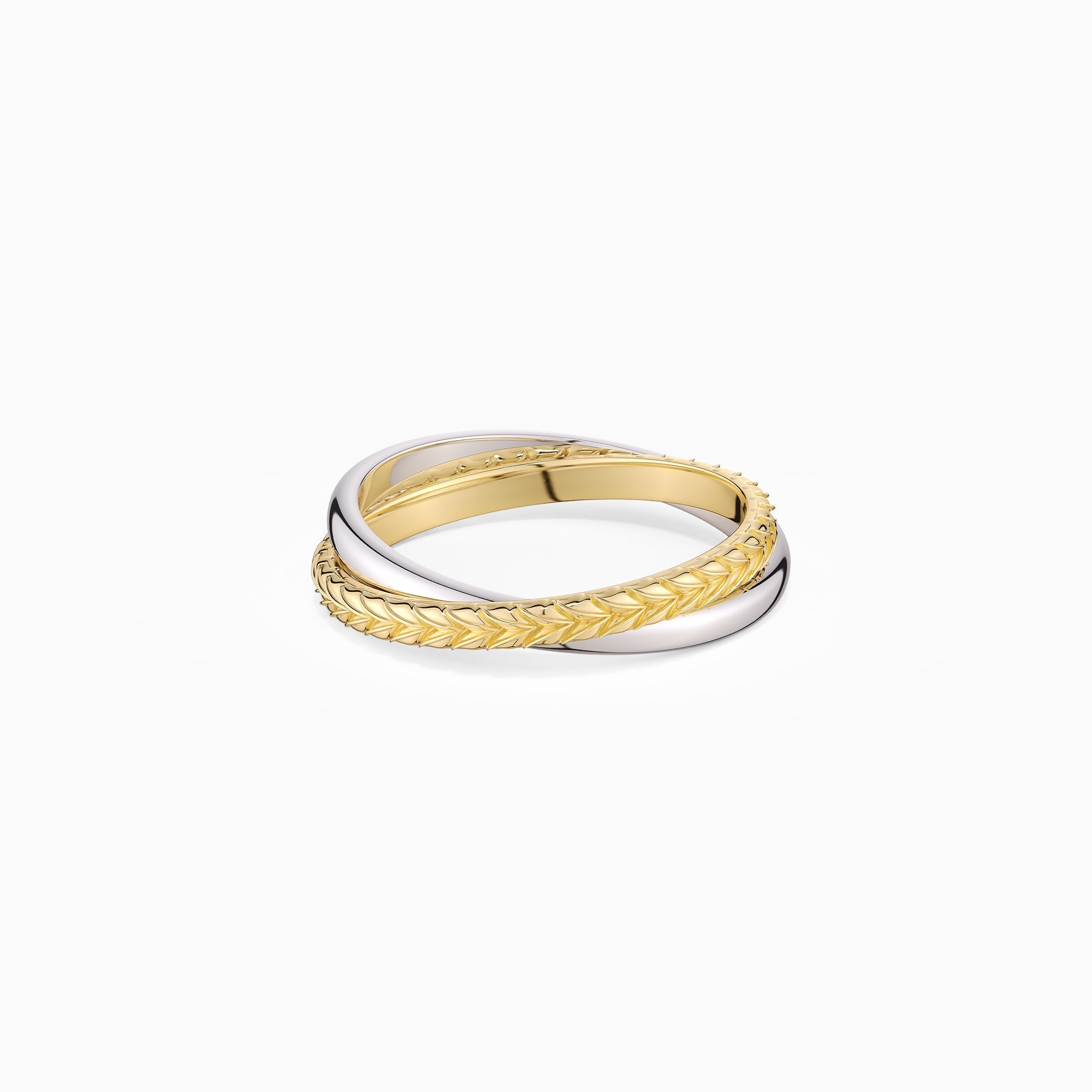 Two-Tone Wheat Interlocking Ring
