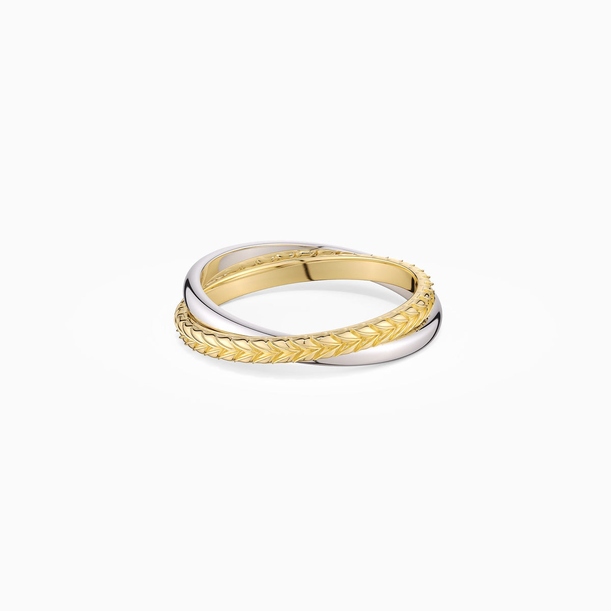 Two-Tone Wheat Interlocking Ring