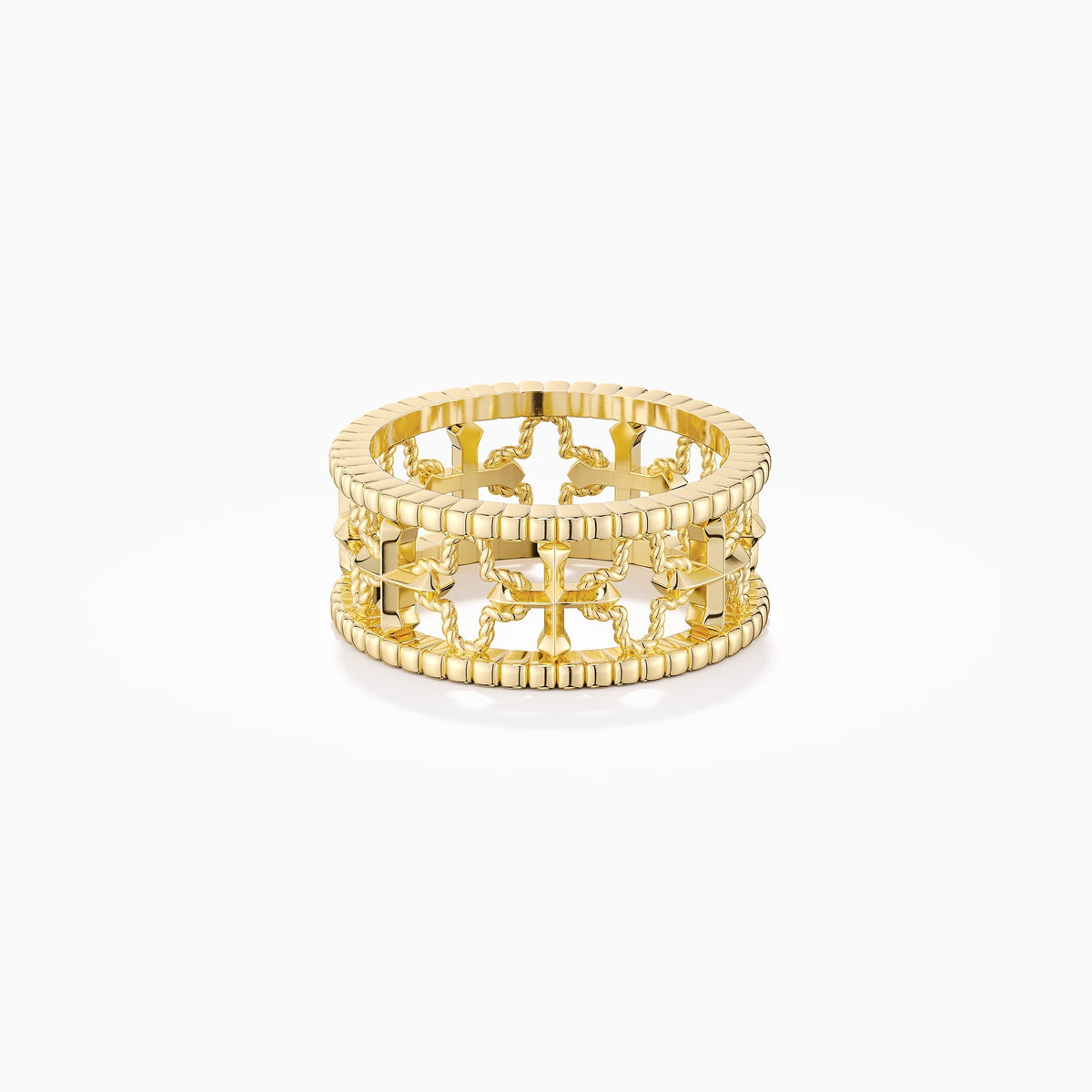 Cross and Four-Leaf Clover Statement Ring