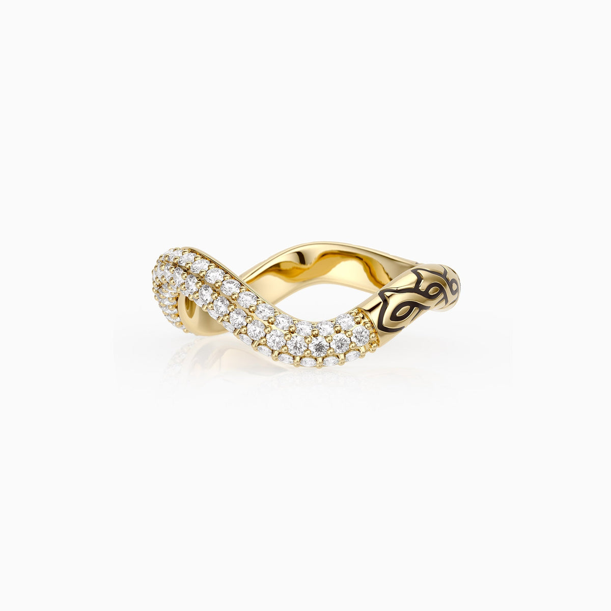 Pavé Wavy Enamel Statement Stacking Ring