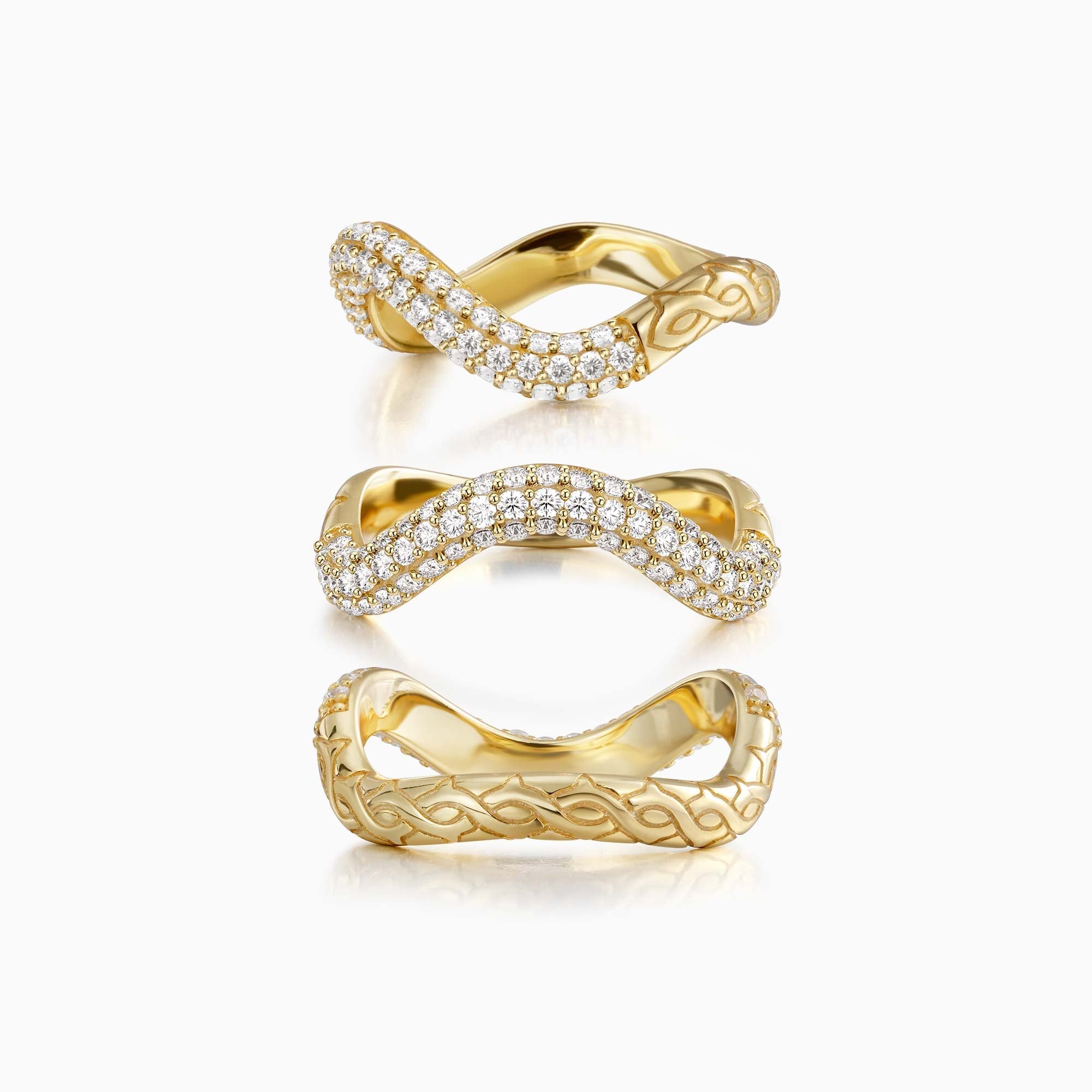 Pavé Wavy Statement Stacking Ring