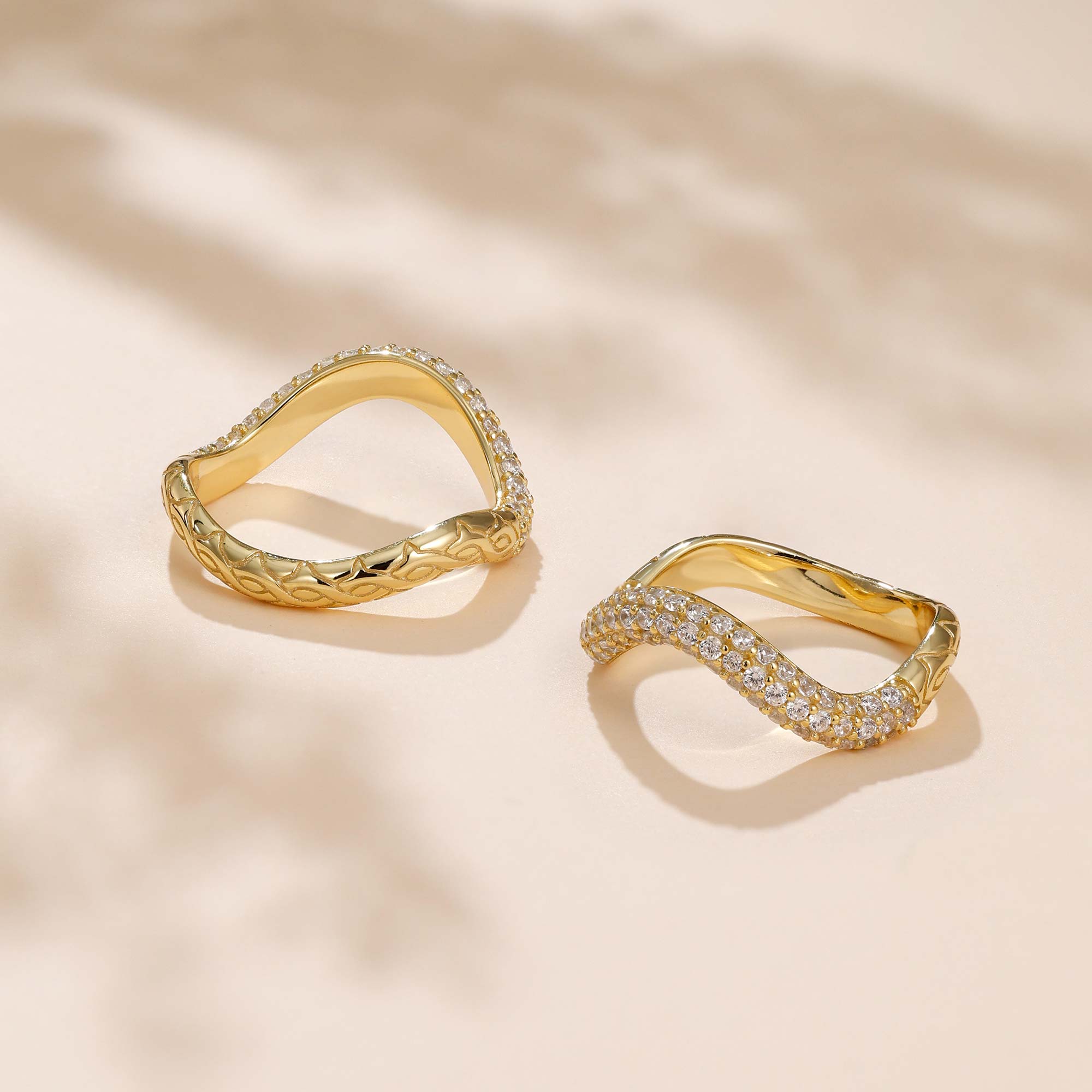 Pavé Wavy Statement Stacking Ring