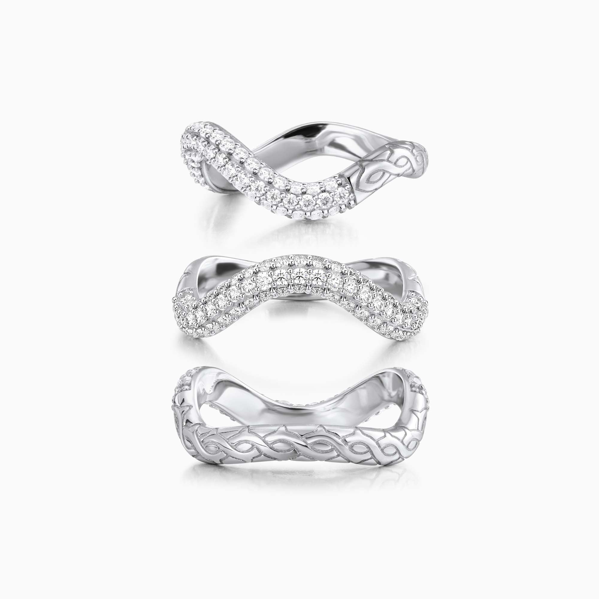 Pavé Wavy Statement Stacking Ring