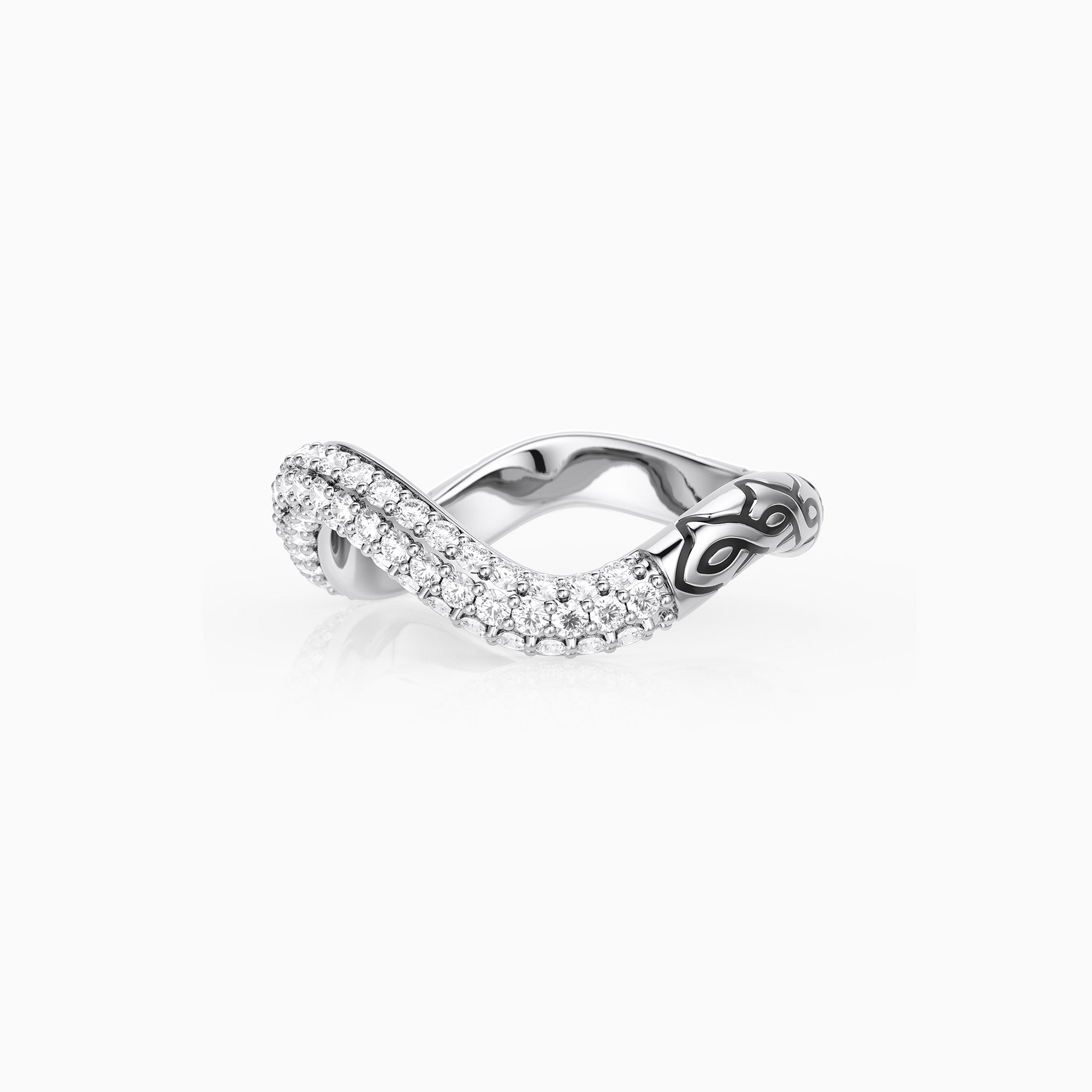Personalized Pavé Wavy Enamel Statement Stacking Ring