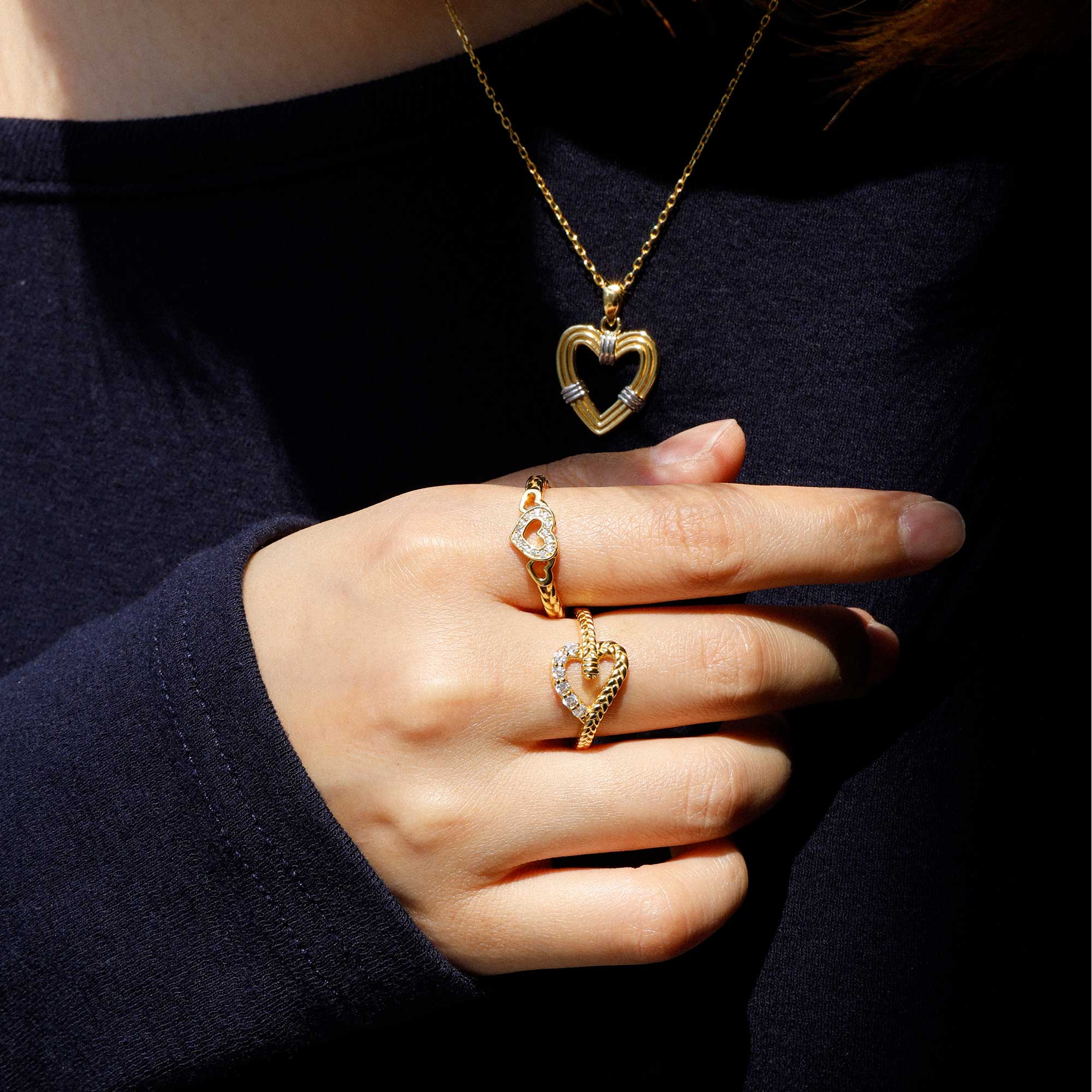 Personalized Braided Trinity Heart Ring