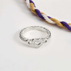Personalized Braided Trinity Heart Ring