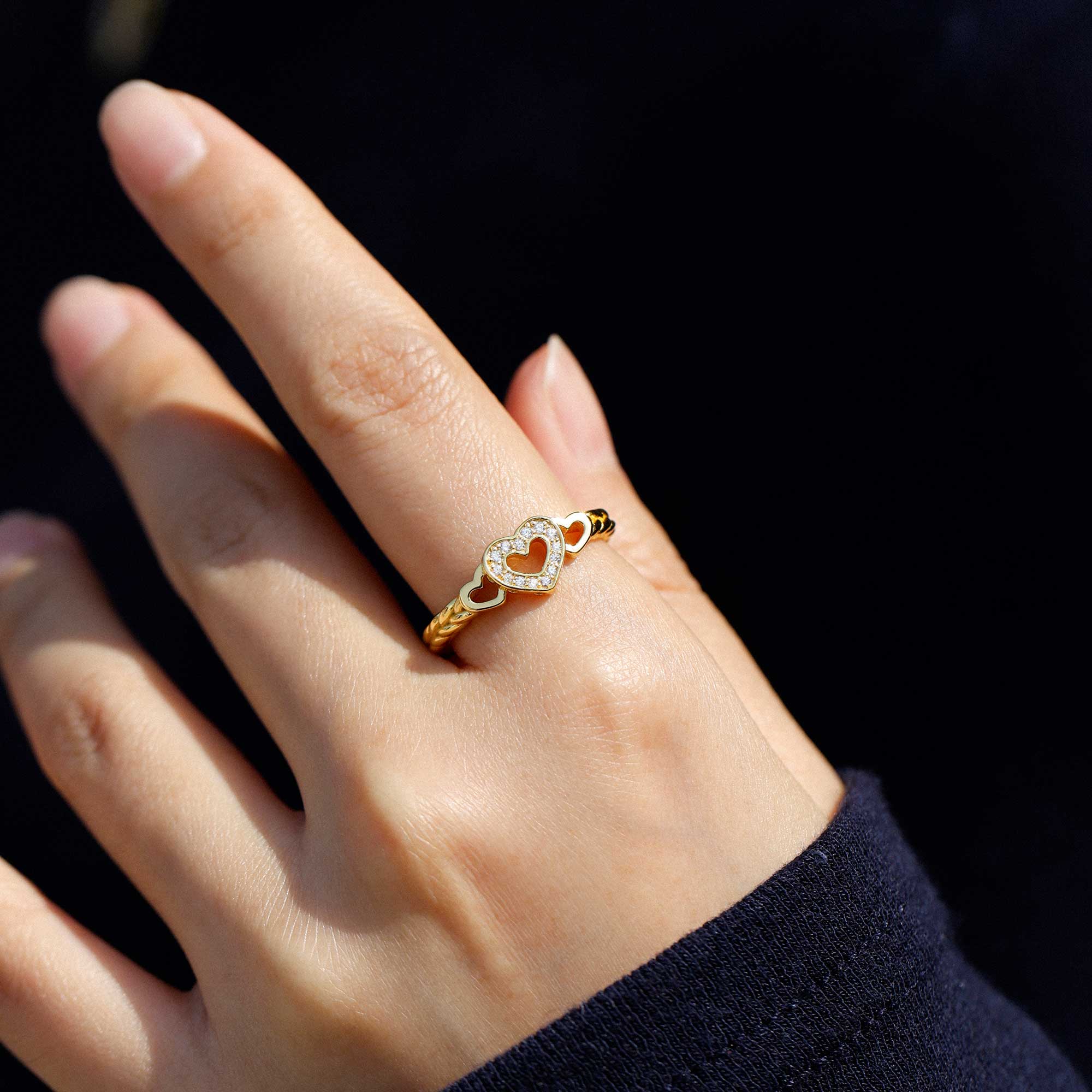 Personalized Braided Trinity Heart Ring