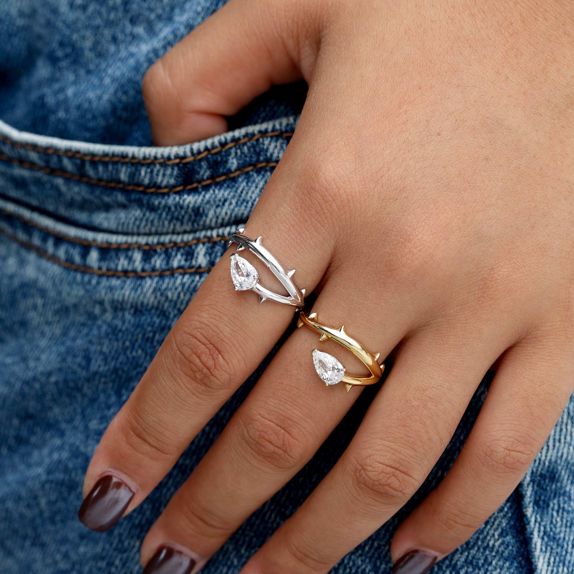 Thorns Pear Statement Ring