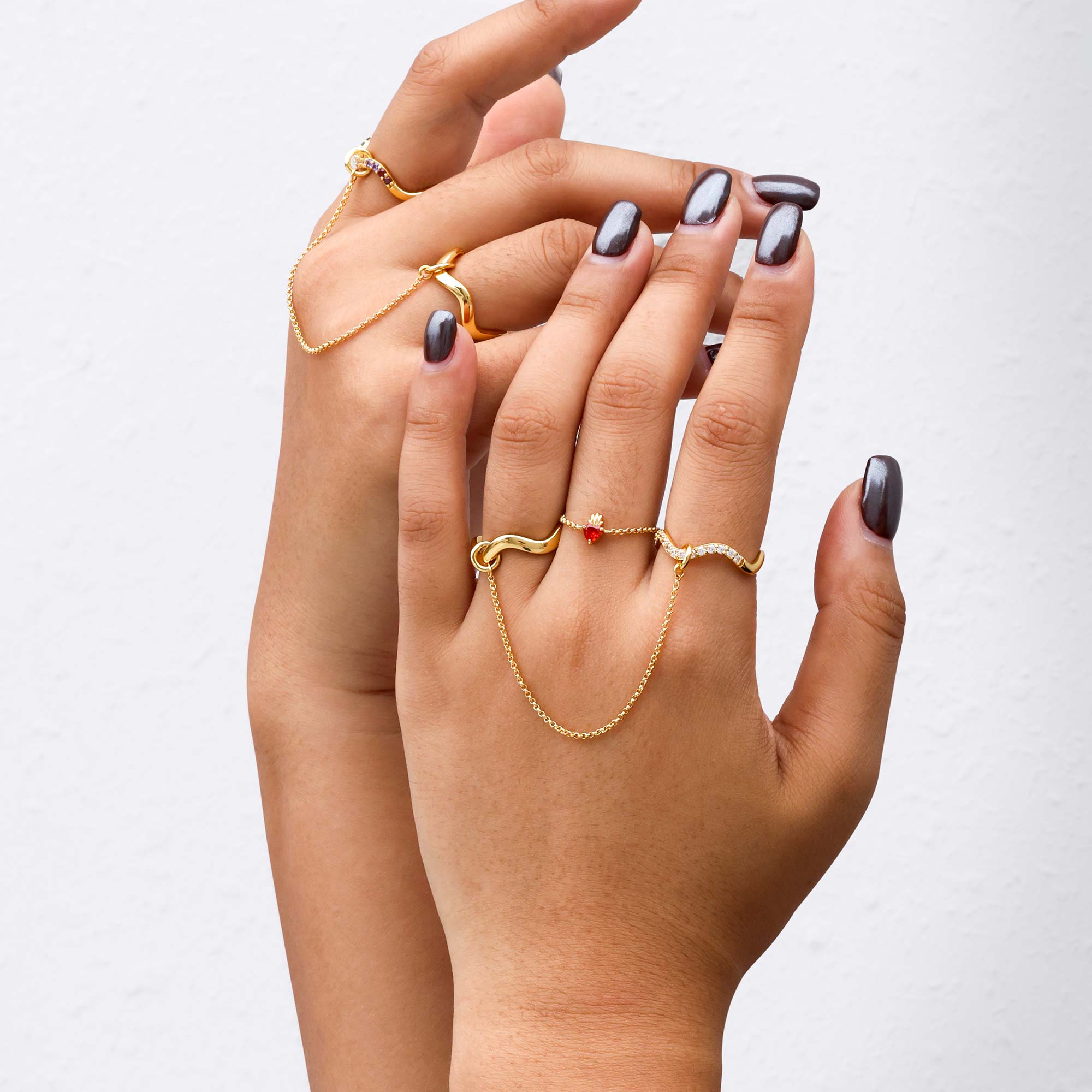 Flaming Heart Adjustable Chain Ring