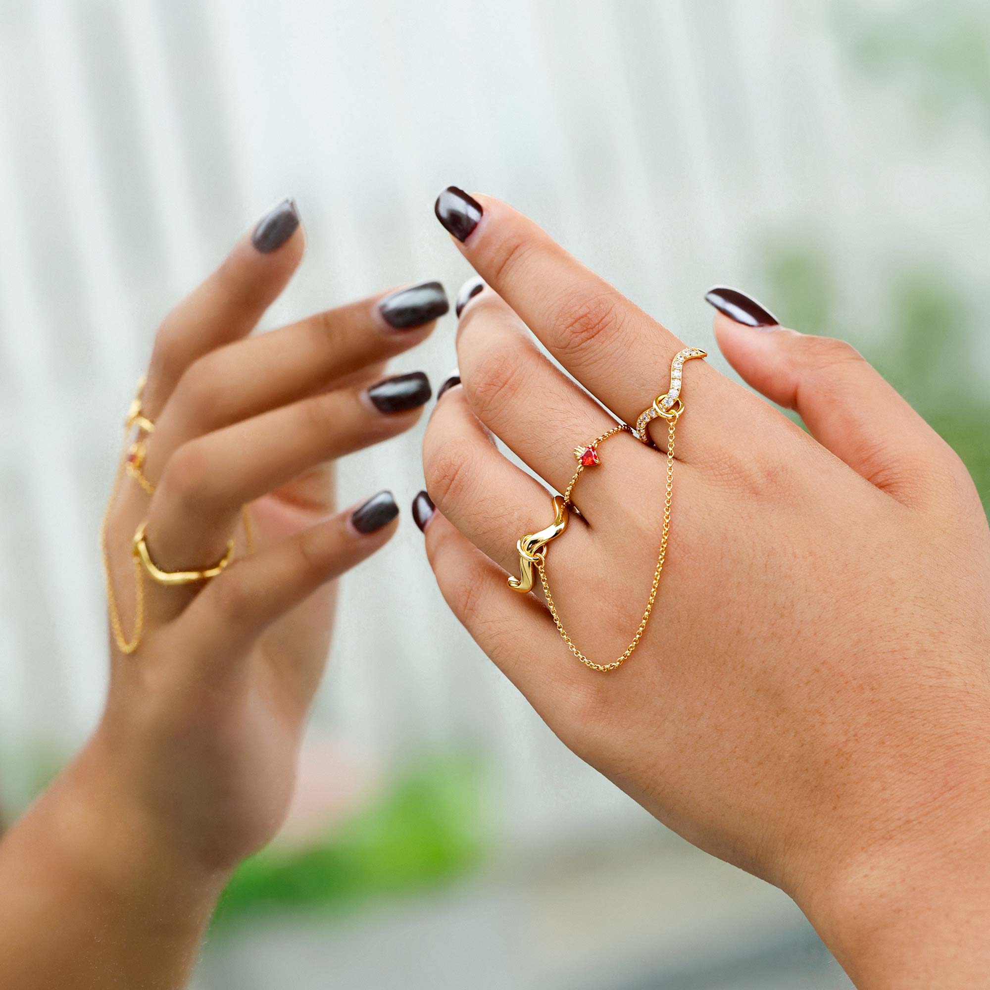 Flaming Heart Adjustable Chain Ring