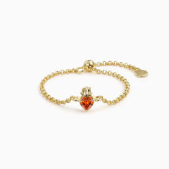 Flaming Heart Adjustable Chain Ring