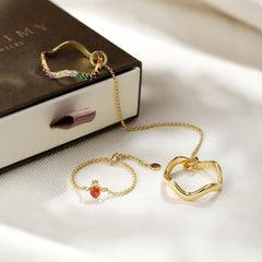 Flaming Heart Adjustable Chain Ring