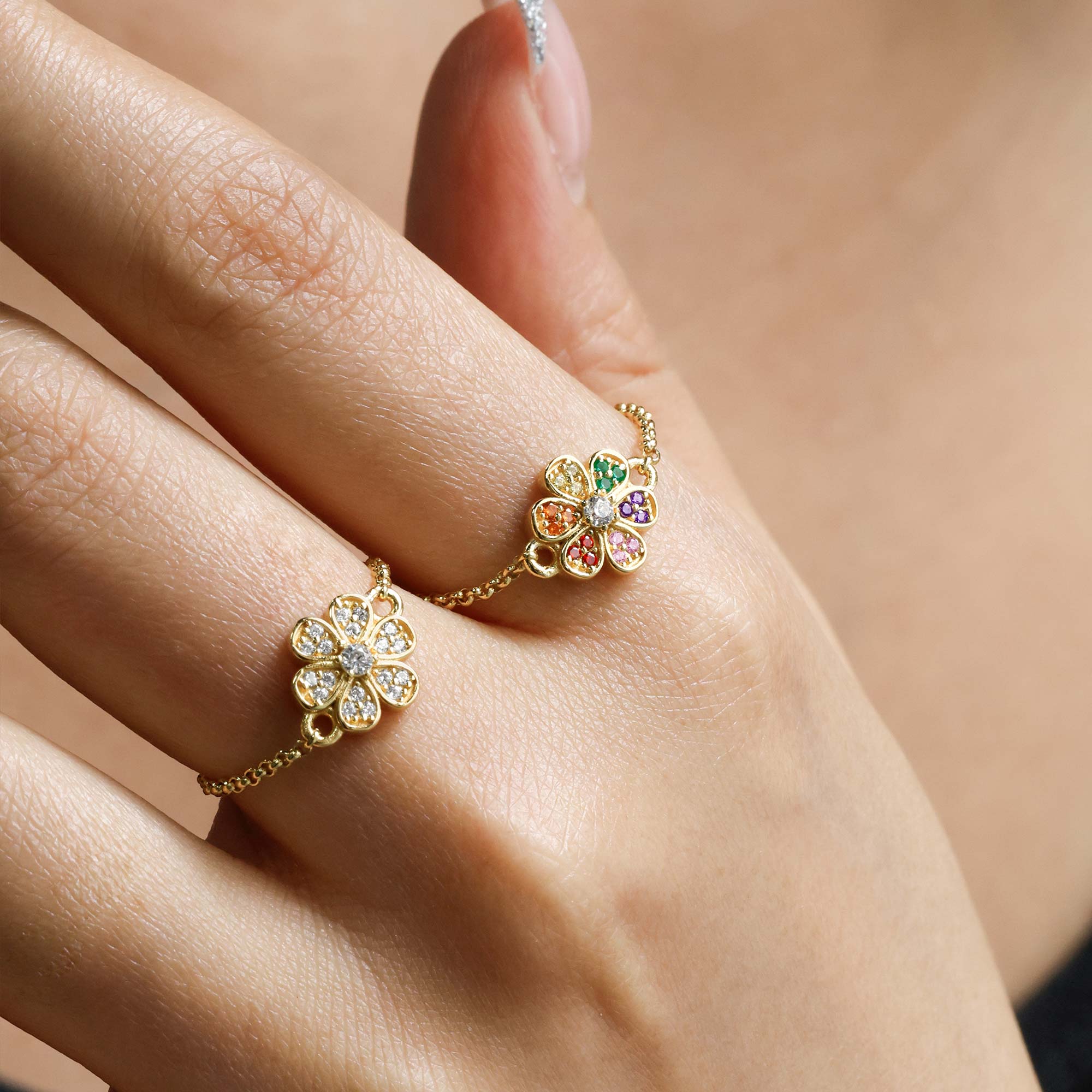 Everbloom Floral Adjustable Chain Ring