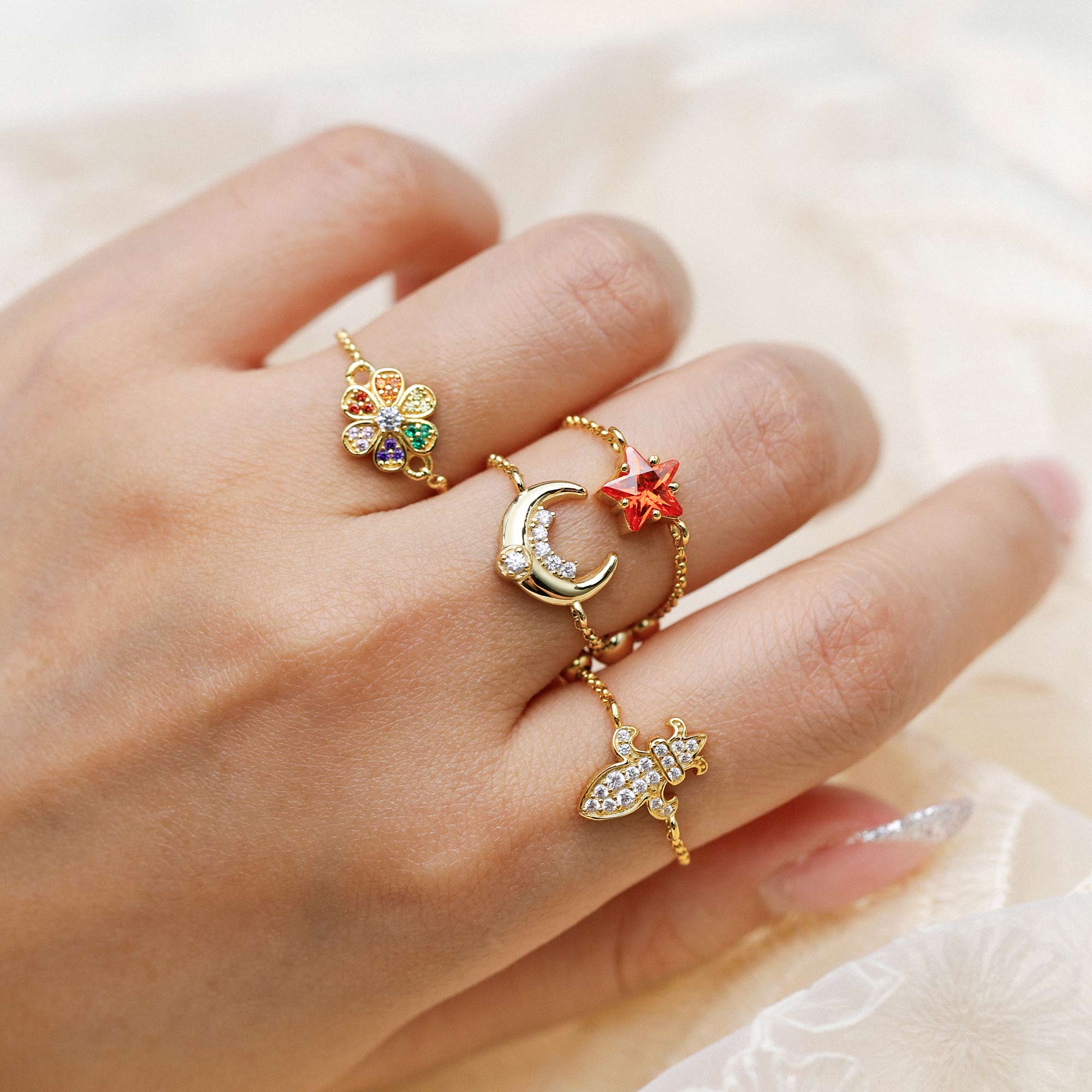 Everbloom Floral Adjustable Chain Ring