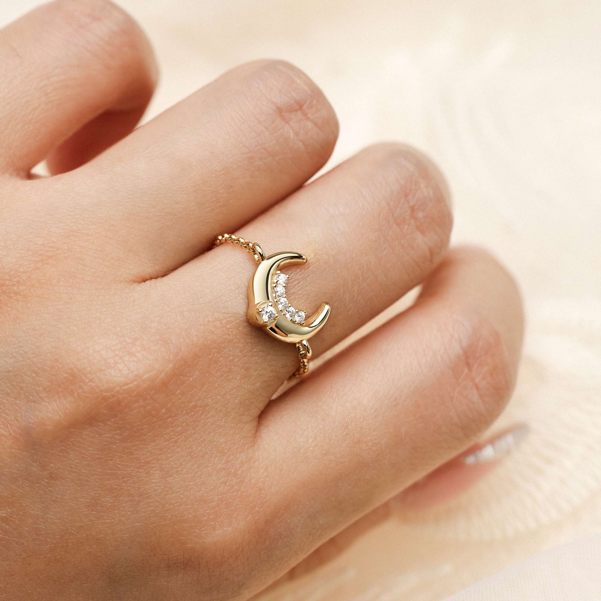 Moonlight Whispers Adjustable Chain Ring