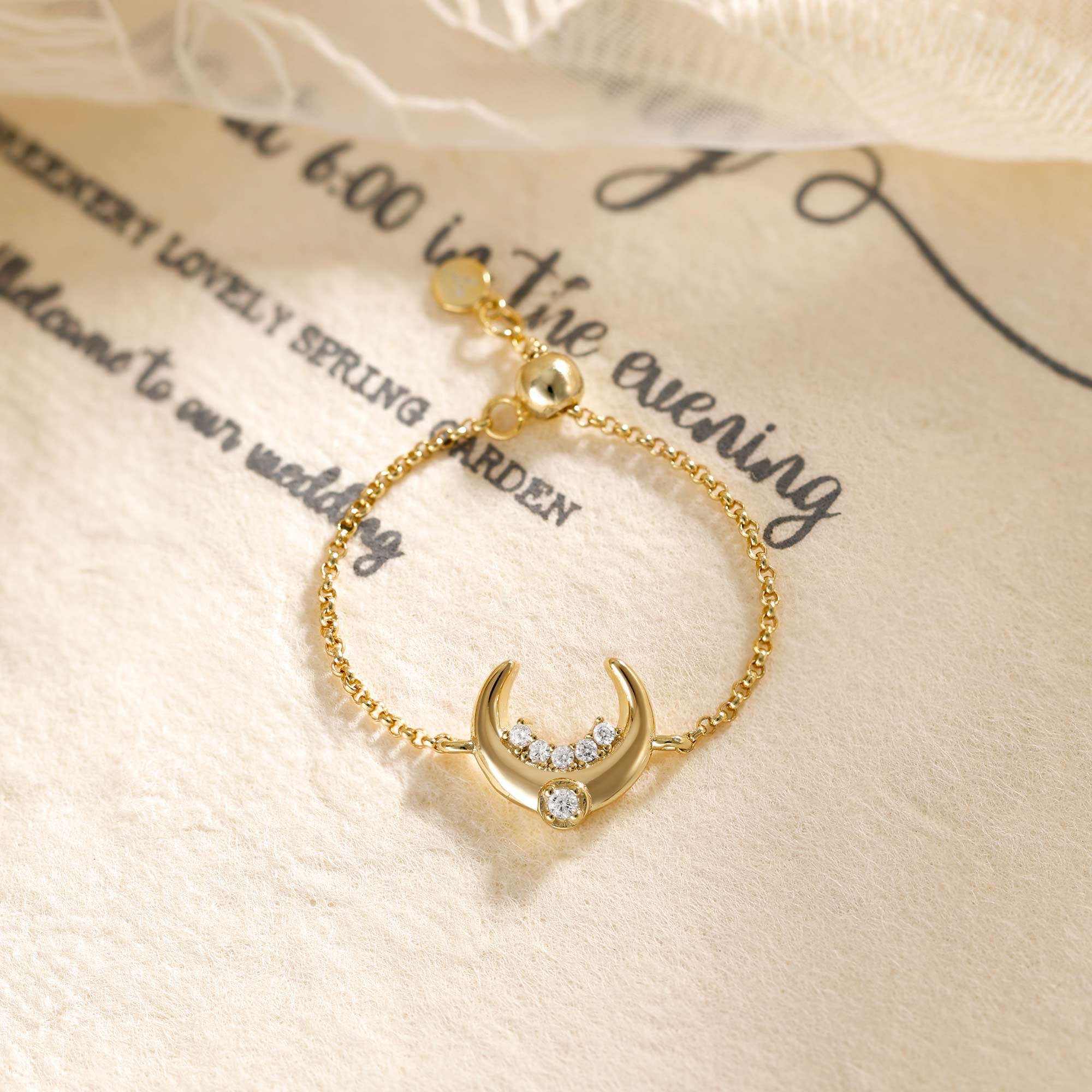 Moonlight Whispers Adjustable Chain Ring