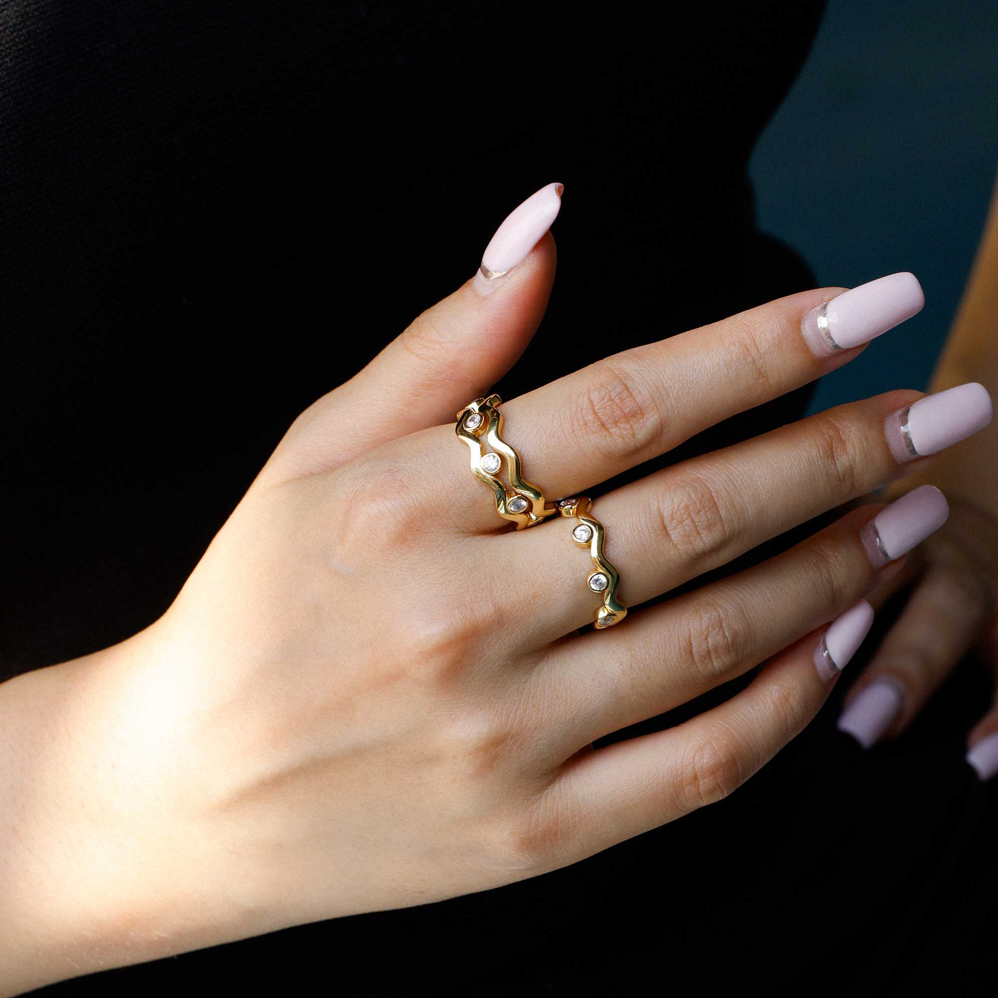 Elysian Wave Ring Set