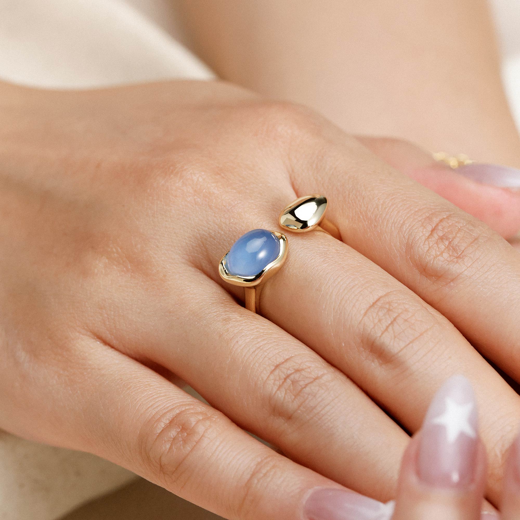 Seren Droplet Gemstone Open Ring