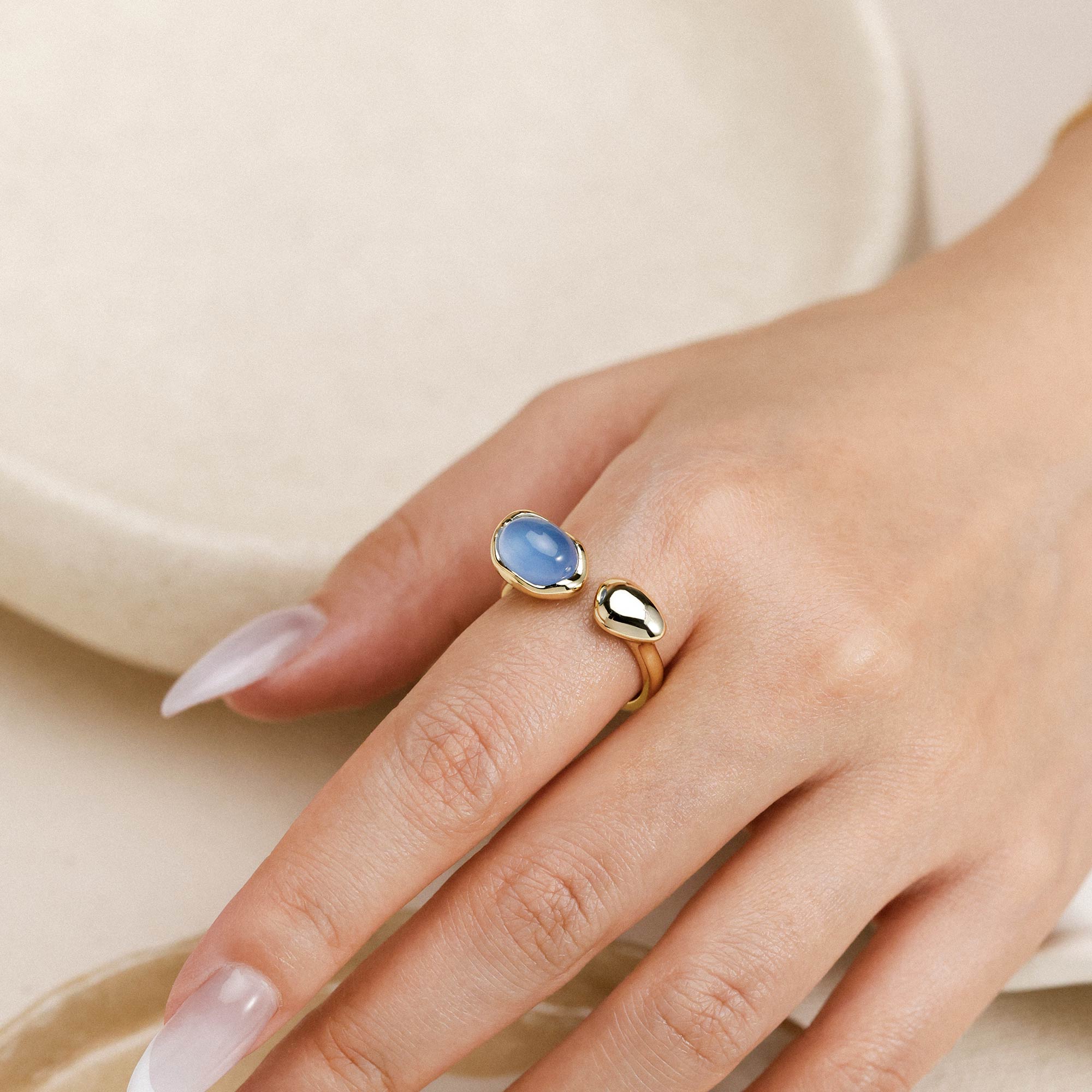 Seren Droplet Gemstone Open Ring