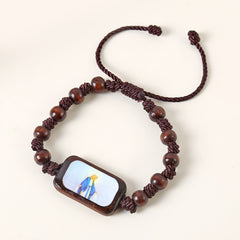 Wooden Rosary Bracelet with Catholic Saint Medal