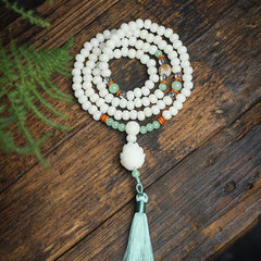 Faith Nova White Bodhi Seed Mala 108 Beads Protection Bracelet