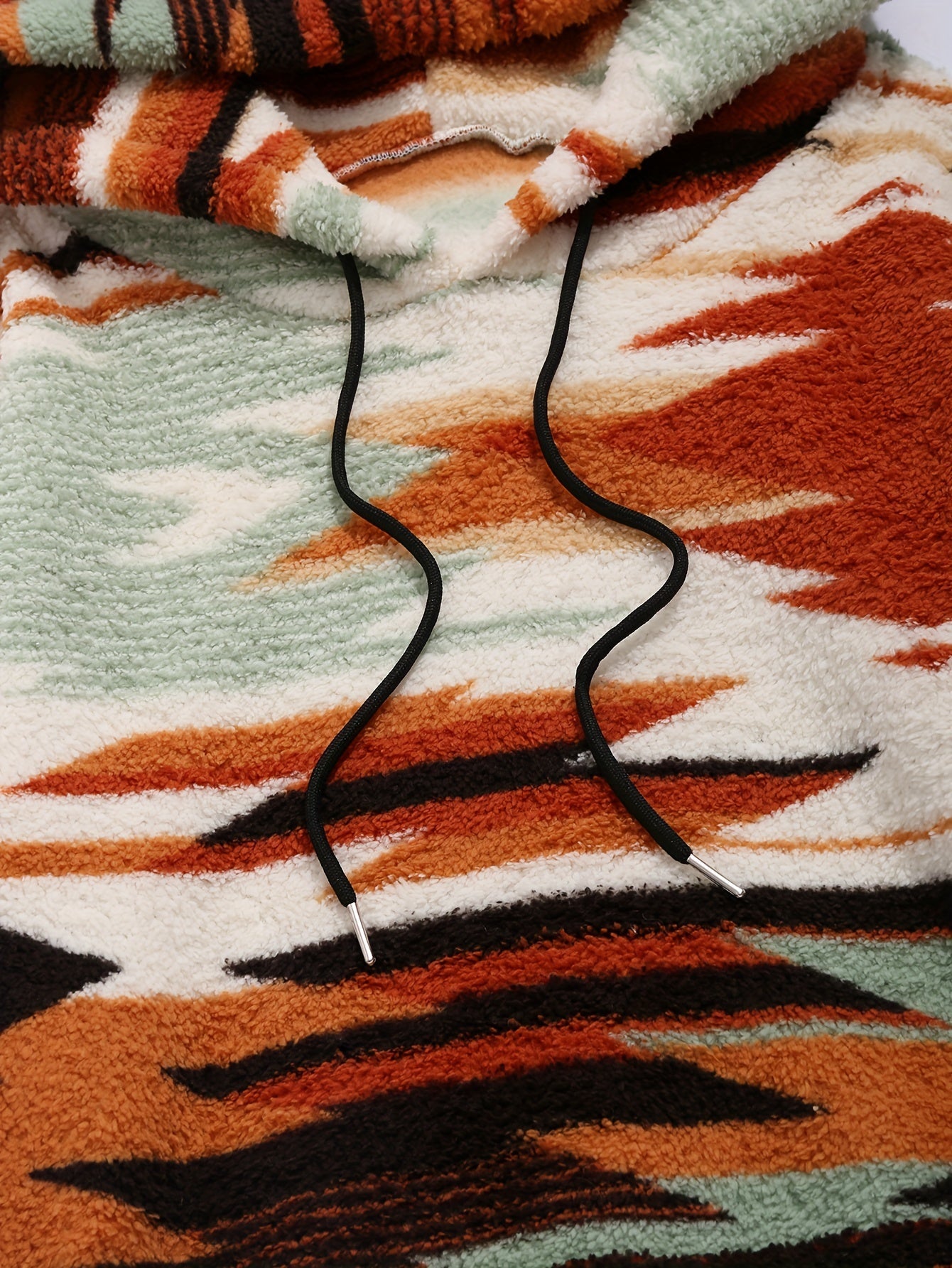 Women's Aztec-Inspired Fleece Hoodie with Kangaroo Pocket - Casual Long Sleeve Pullover, Machine Washable