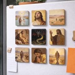 The Life of Jesus - Religious Fridge Magnets 9 Pieces