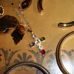Bible 12 Gemstones Cross Pendant Necklace