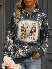 Women's Bull Skull & Letter Print Lounge Hoodie with Kangaroo Pocket, Long Sleeve Pullover for Fall & Winter