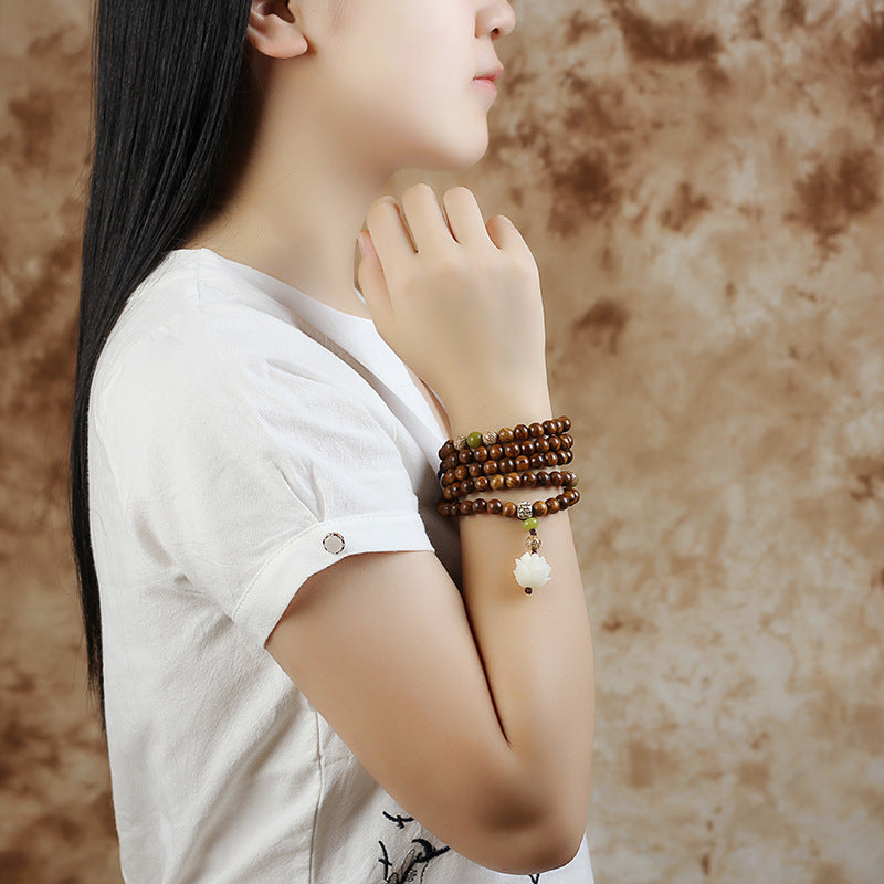 Faith Nova Tibetan Rosewood Lotus Mala Protection Calm Necklace Bracelet