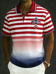 Men's Retro 250th Anniversary of the United States Print  Independence Day Cross Print Polo Shirt