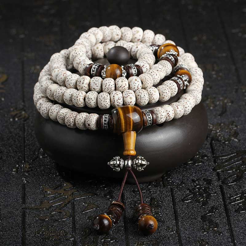 Faith Nova Handmade Tibetan Tiger Eye Bodhi Seed Peace Bracelet