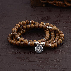 Faith Nova Tibetan Lightning Strike Wood Bracelet Lotus Buddha Mala