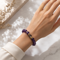 Natural Amethyst Crystal Bracelet – Purple Healing Stone Bead Bracelet