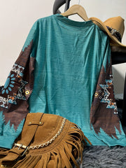 Vintage Aztec Print Crew Neck Sweatshirt - Timeless, Durable & Comfort Fit for All Seasons